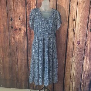 Blue Floral Women's Dress, Large, 1JJ-141D005